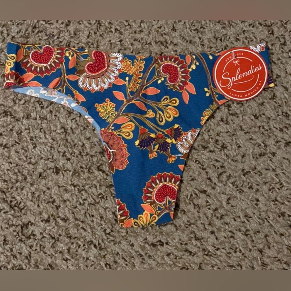 Splendies small NWT blue floral thong